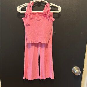 Pink Sleeveless Top and Pants Set